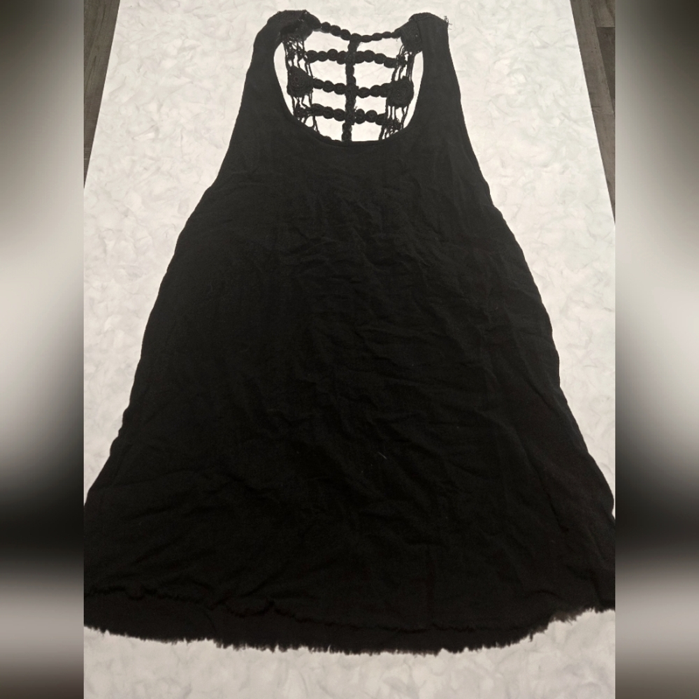 NWT Billabong Black Beach Cover Up Boho Linen Long Tank Womens Large